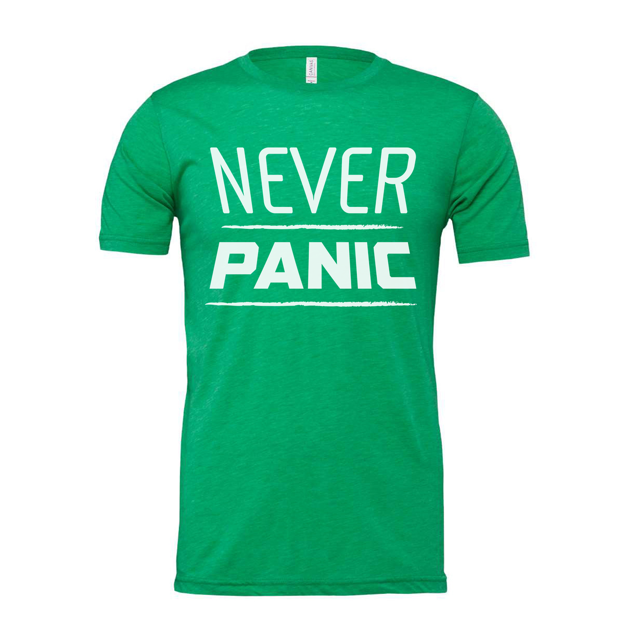 Never Panic Graphic Tee For Unisex Christian Casual Short Sleeve Apparel Inspirational Message