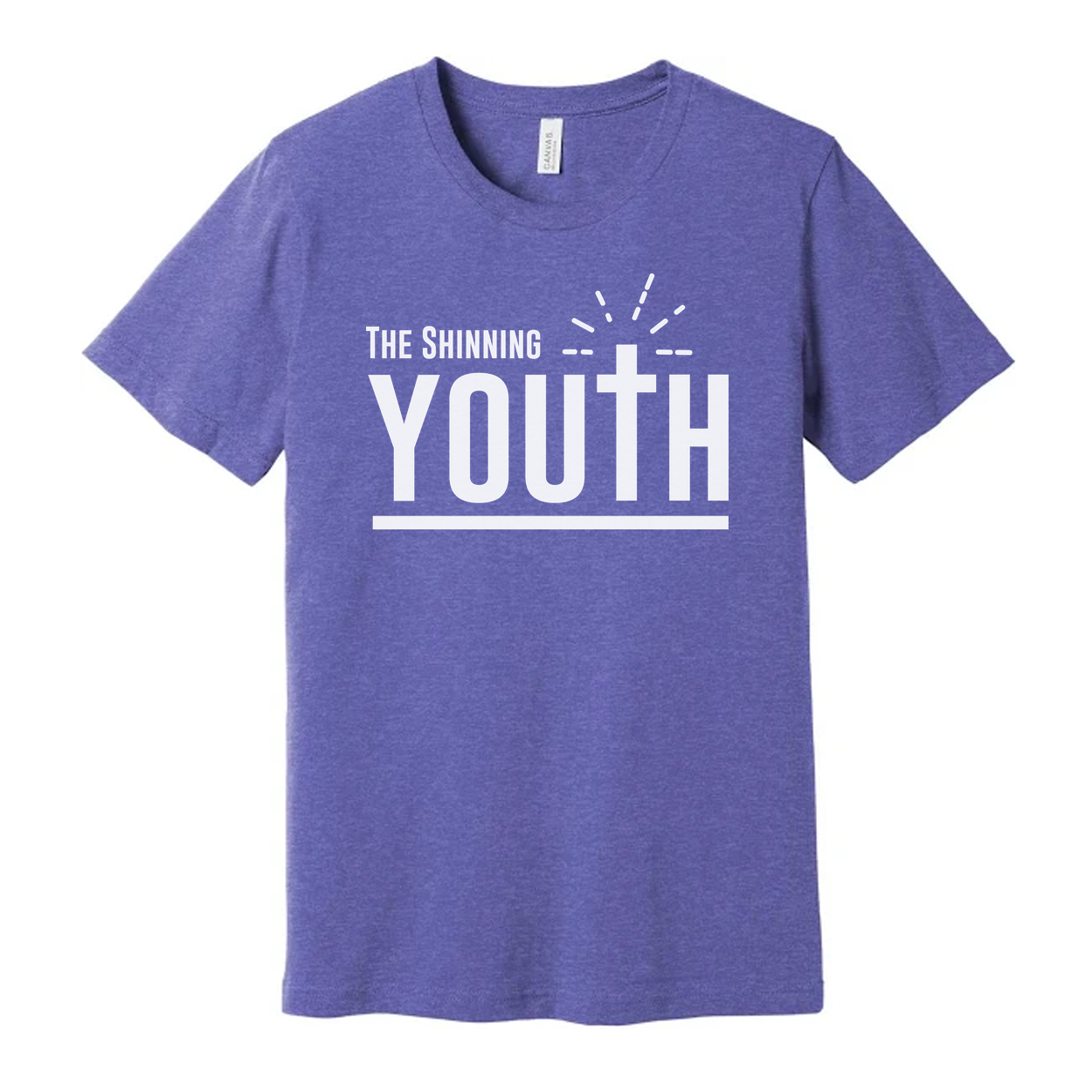 Christian Unisex Youth Tee With Large Typography, Cross Emblem, Sunrise Rays Graphic