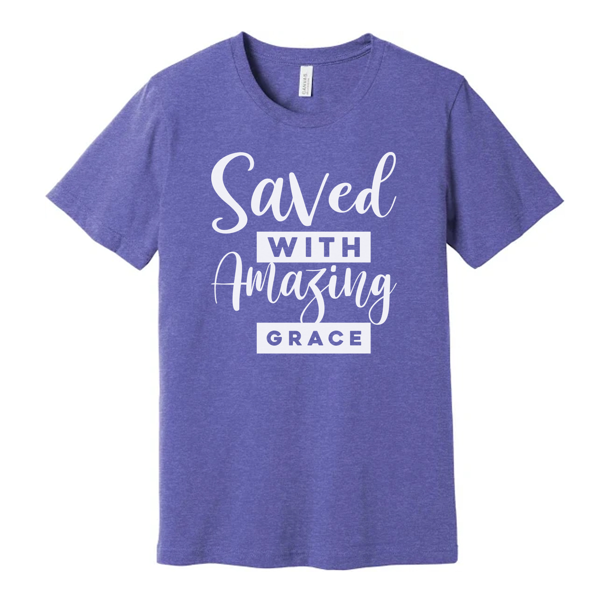 Saved With Amazing Grace Christian Unisex T Shirt Graphic Tee With Inspirational Scripture