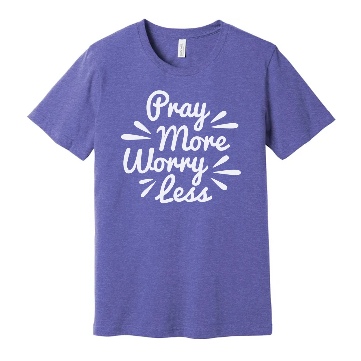 Unisex Christian Graphic Tee With Pray More Worry Less Message For Everyday Faith Wear
