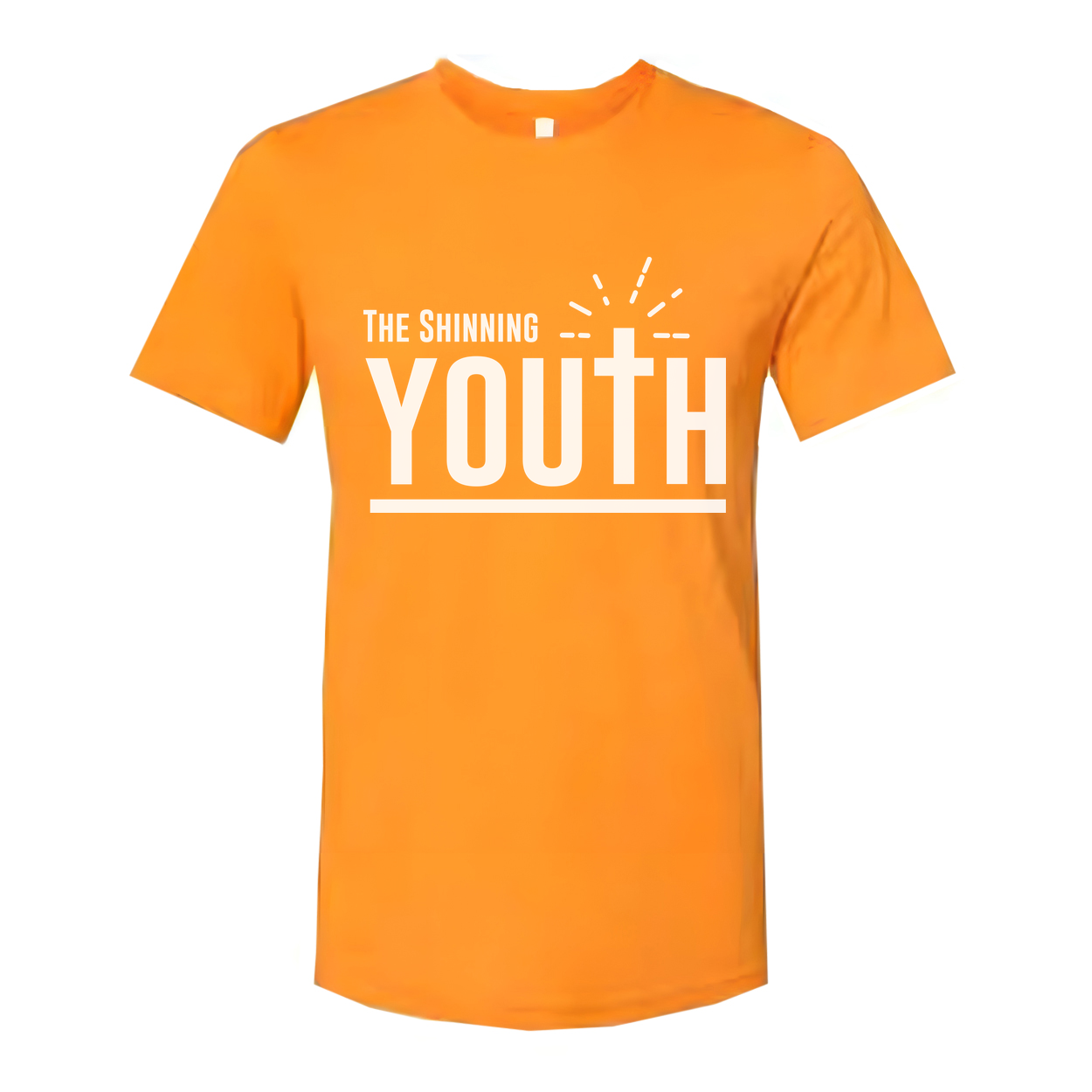 Christian Unisex Youth Tee With Large Typography, Cross Emblem, Sunrise Rays Graphic