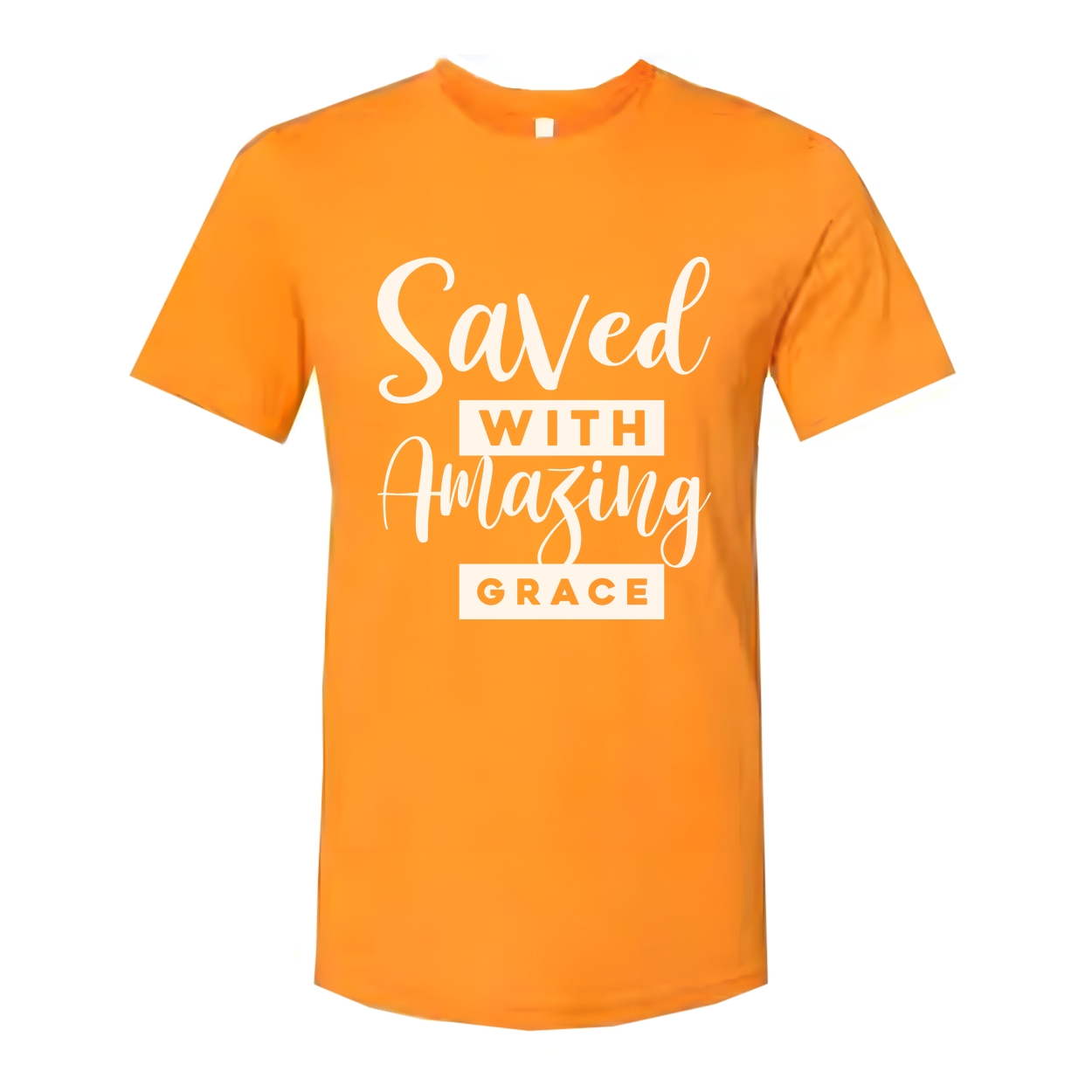 Saved With Amazing Grace Christian Unisex T Shirt Graphic Tee With Inspirational Scripture