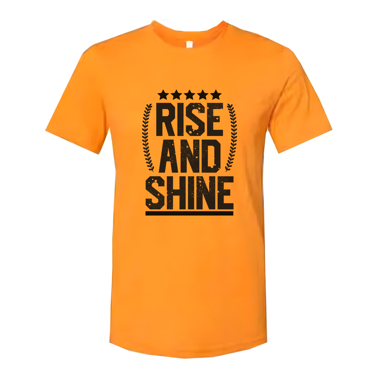 Rise And Shine Graphic T Shirt Unisex Inspirational Tee With Stars And Laurel Emblem