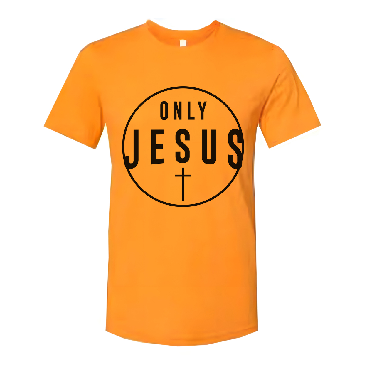 Unisex Christian T Shirt Featuring Only Jesus Circle Cross Logo For Faith and Inspiration