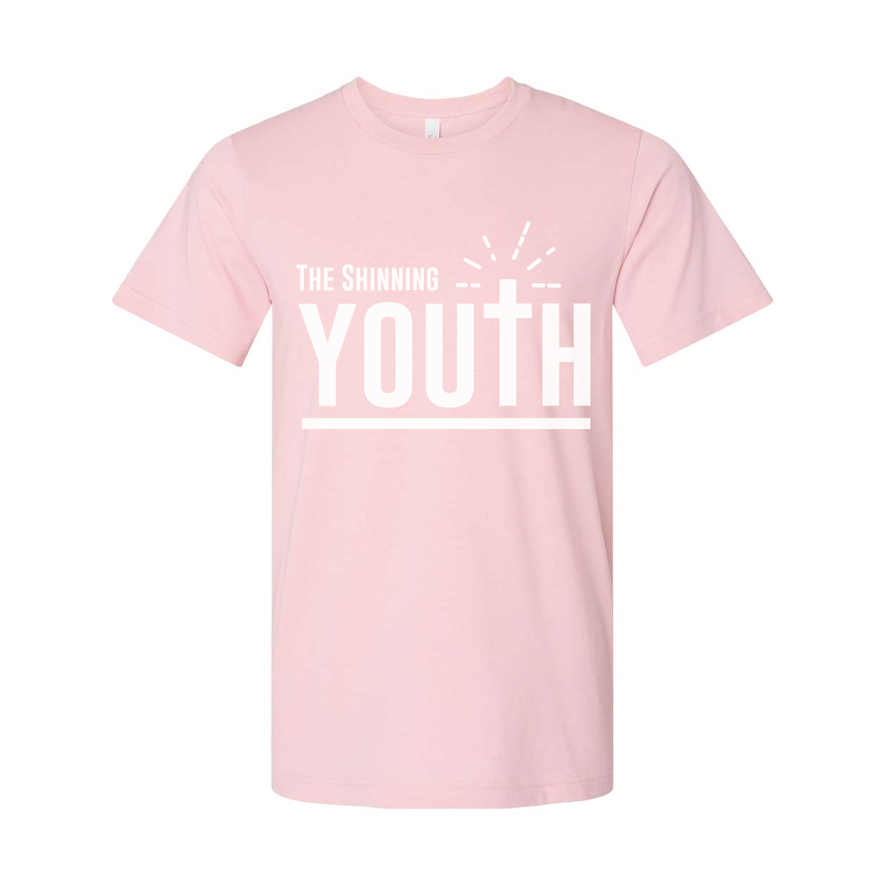 Christian Unisex Youth Tee With Large Typography, Cross Emblem, Sunrise Rays Graphic