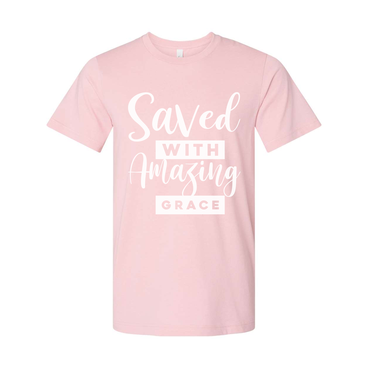 Saved With Amazing Grace Christian Unisex T Shirt Graphic Tee With Inspirational Scripture
