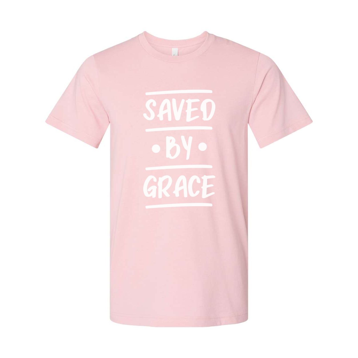 Unisex Christian T Shirt Short Sleeve Crew Neck With Saved By Grace Graphic Print