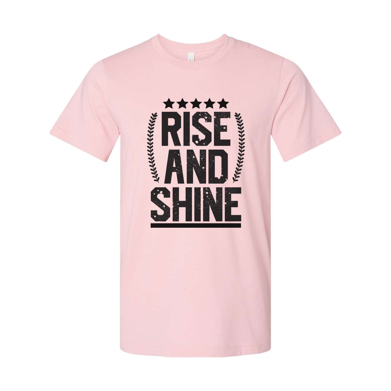 Rise And Shine Graphic T Shirt Unisex Inspirational Tee With Stars And Laurel Emblem