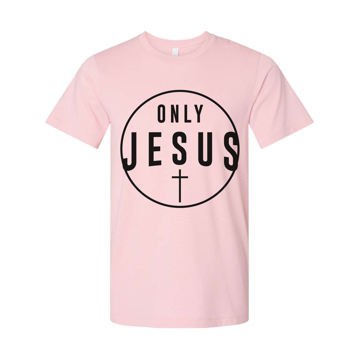 Unisex Christian T Shirt Featuring Only Jesus Circle Cross Logo For Faith and Inspiration
