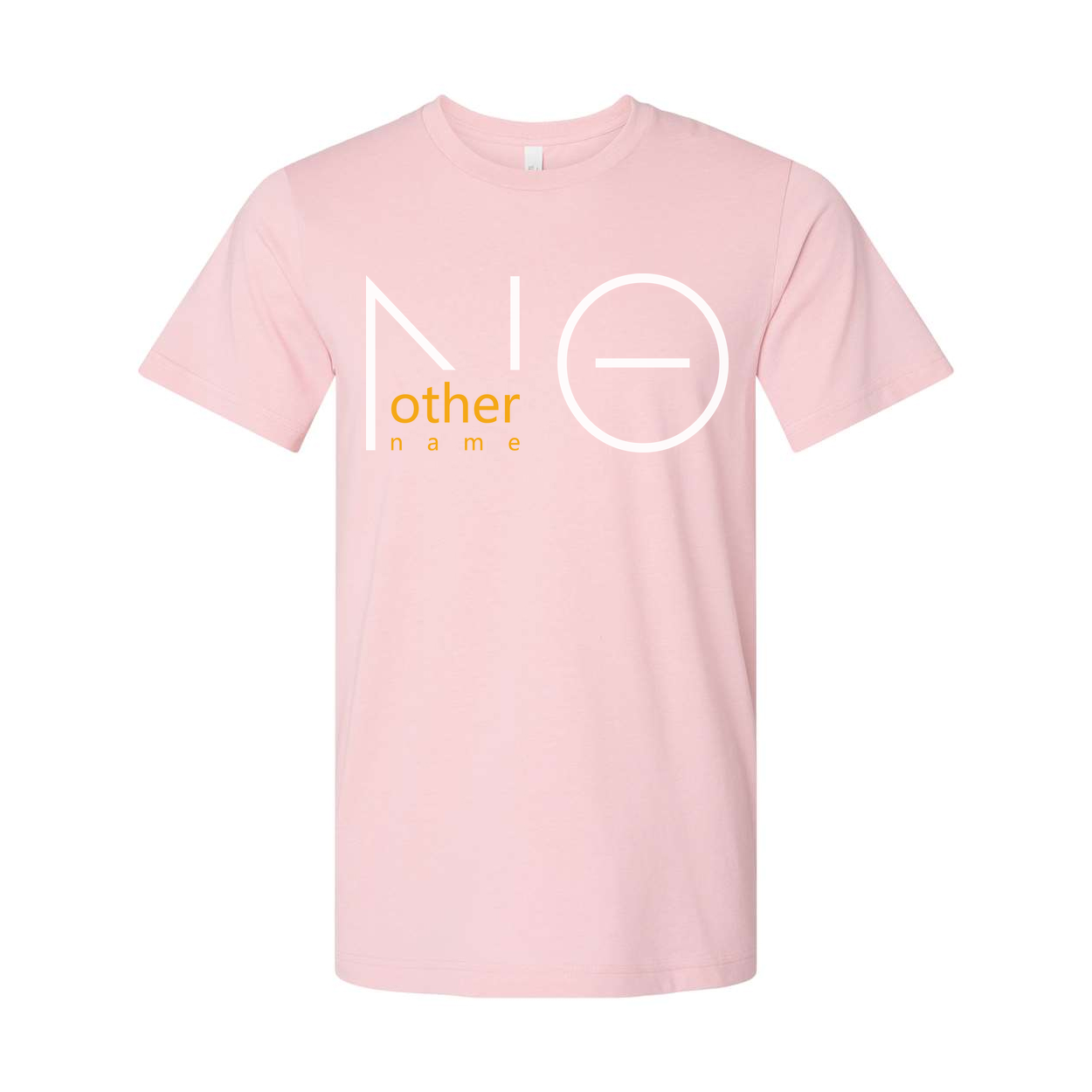 No Other Name Christian Unisex T Shirt With Minimalist Graphic Logo And Orange Text Accent