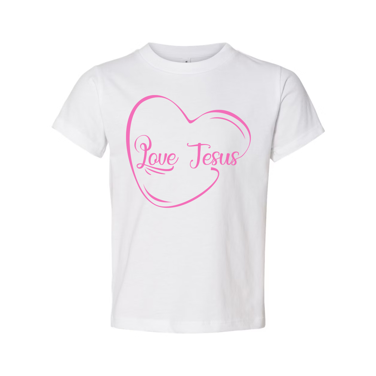 Love Jesus Heart Graphic T Shirt For Christians Unisex Tee With Pink Design And Soft Feel