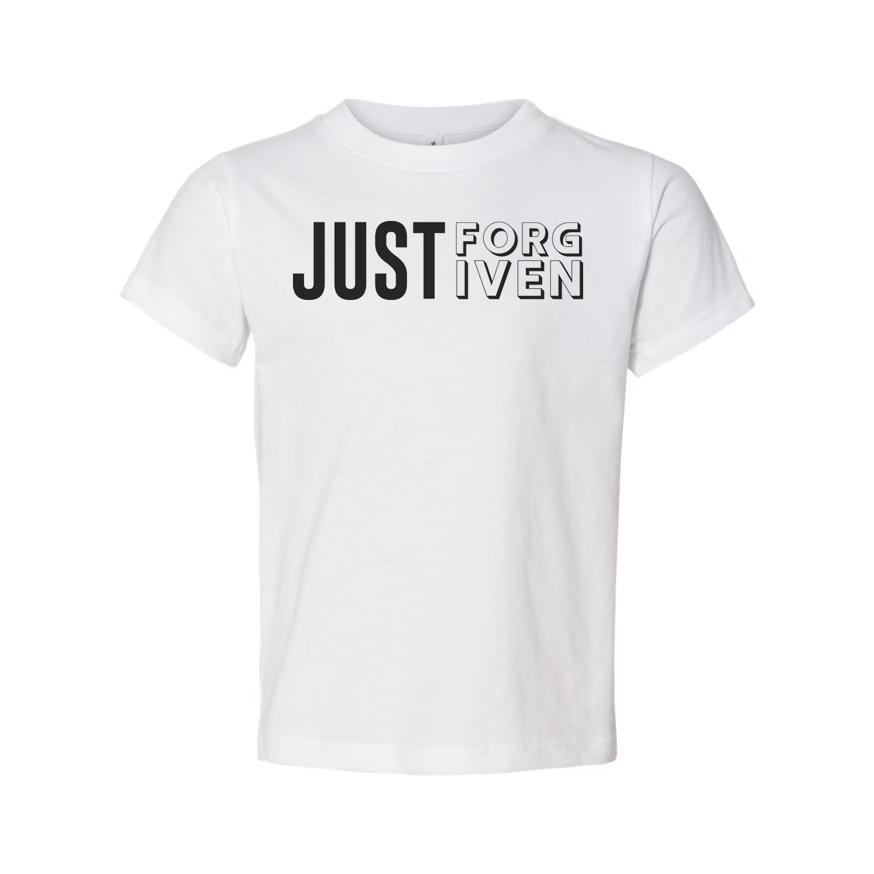 Just Forgiven Christian Graphic Unisex Short Sleeve Tee With Bold Lettering Design