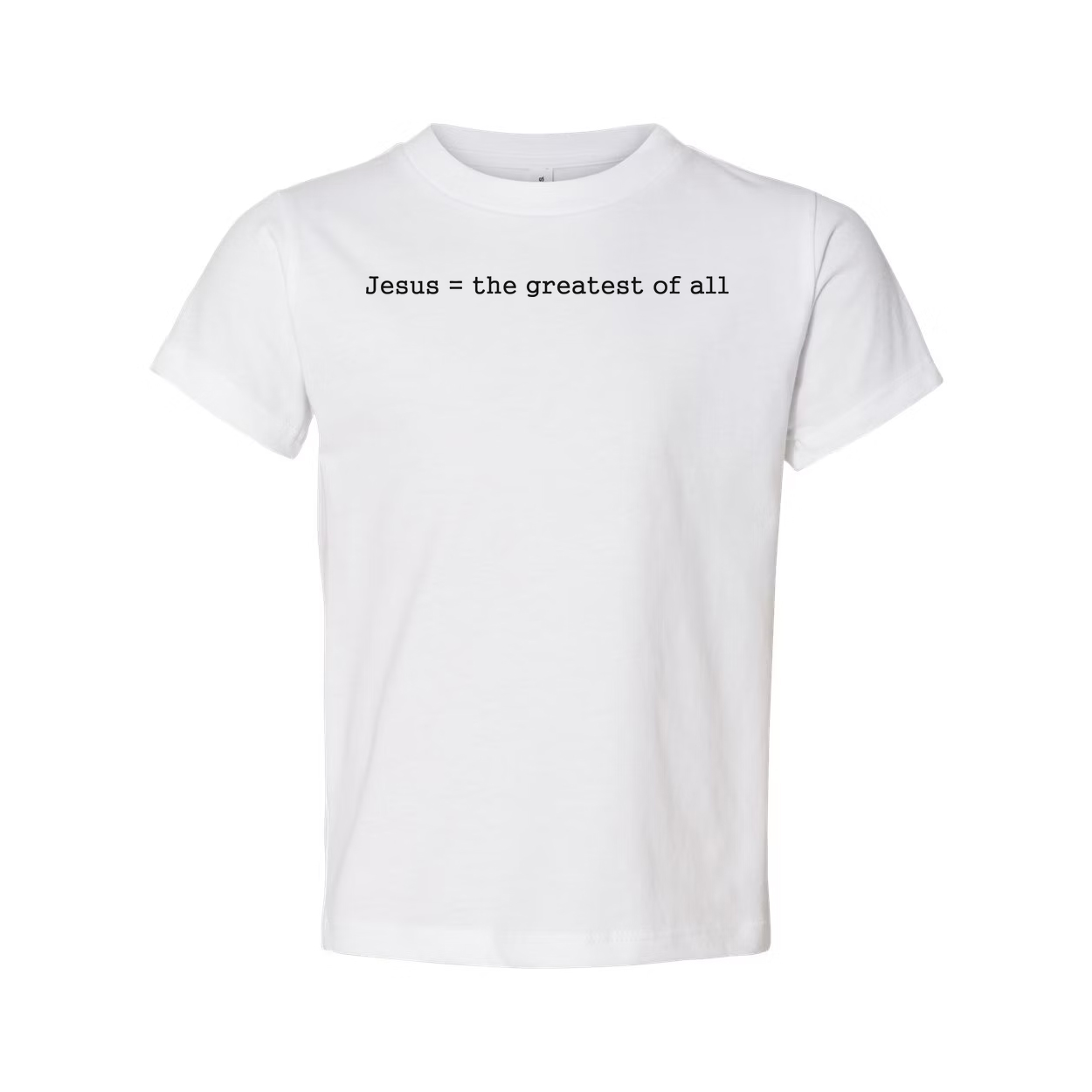Christian Unisex Graphic Tee Featuring Jesus Equals The Greatest Of All Front Chest Design