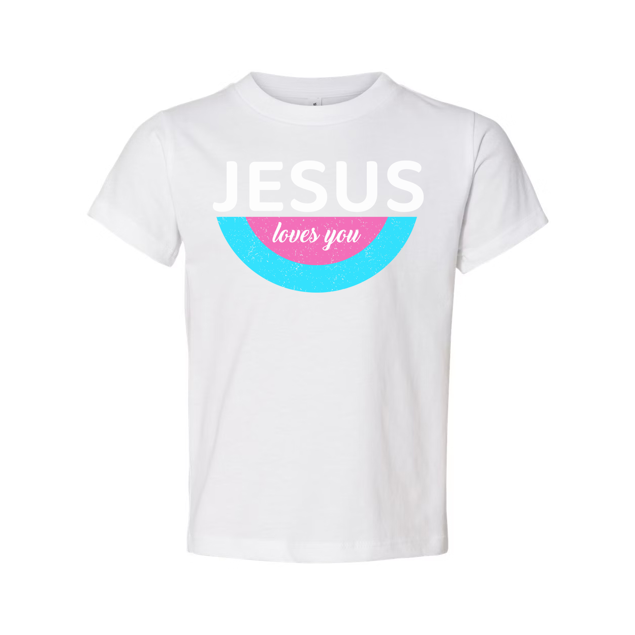Jesus Loves You Unisex Christian Graphic Tee With Pastel Semicircle Design And Comfortable Fit