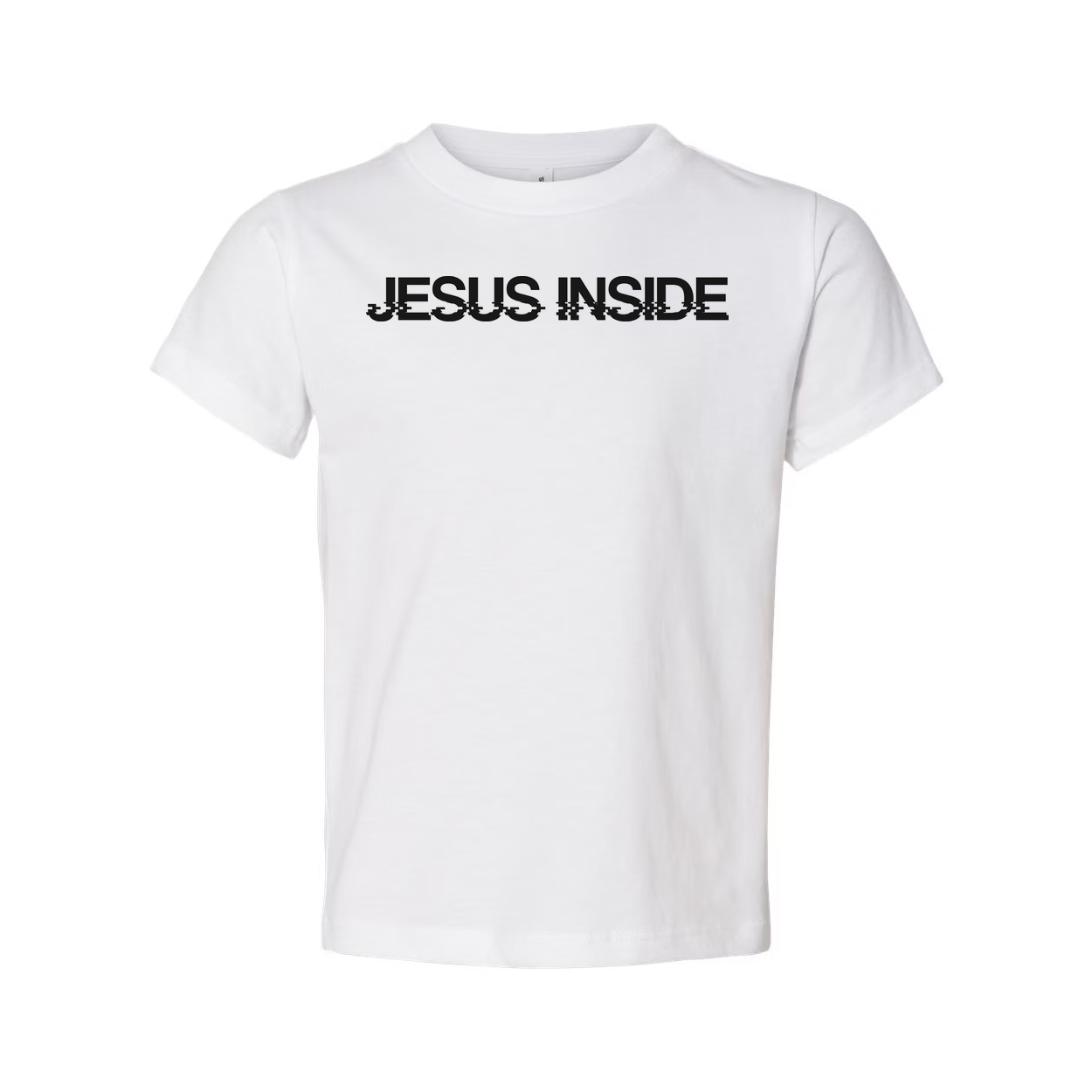 Jesus Inside Glitch Text Graphic Unisex T Shirt For Christian Faith Enthusiasts Apparel