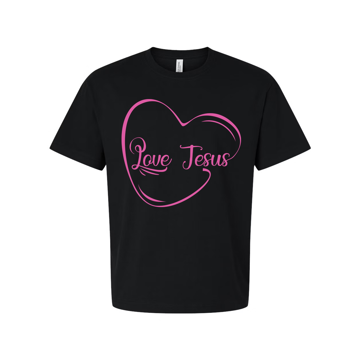 Love Jesus Heart Graphic T Shirt For Christians Unisex Tee With Pink Design And Soft Feel