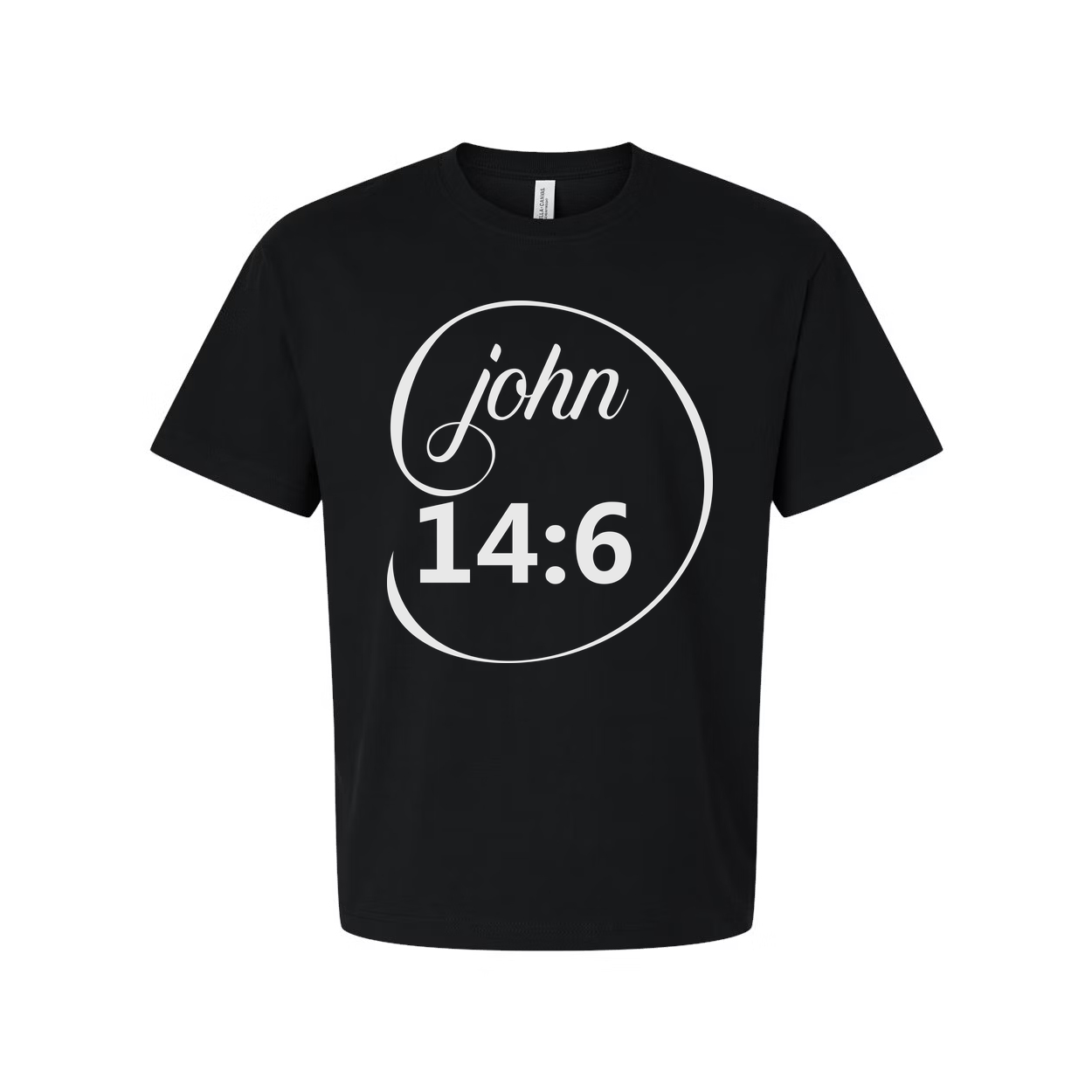 Unisex Christian T Shirt Featuring John 14:6 Scripture Within Circular Graphic Design