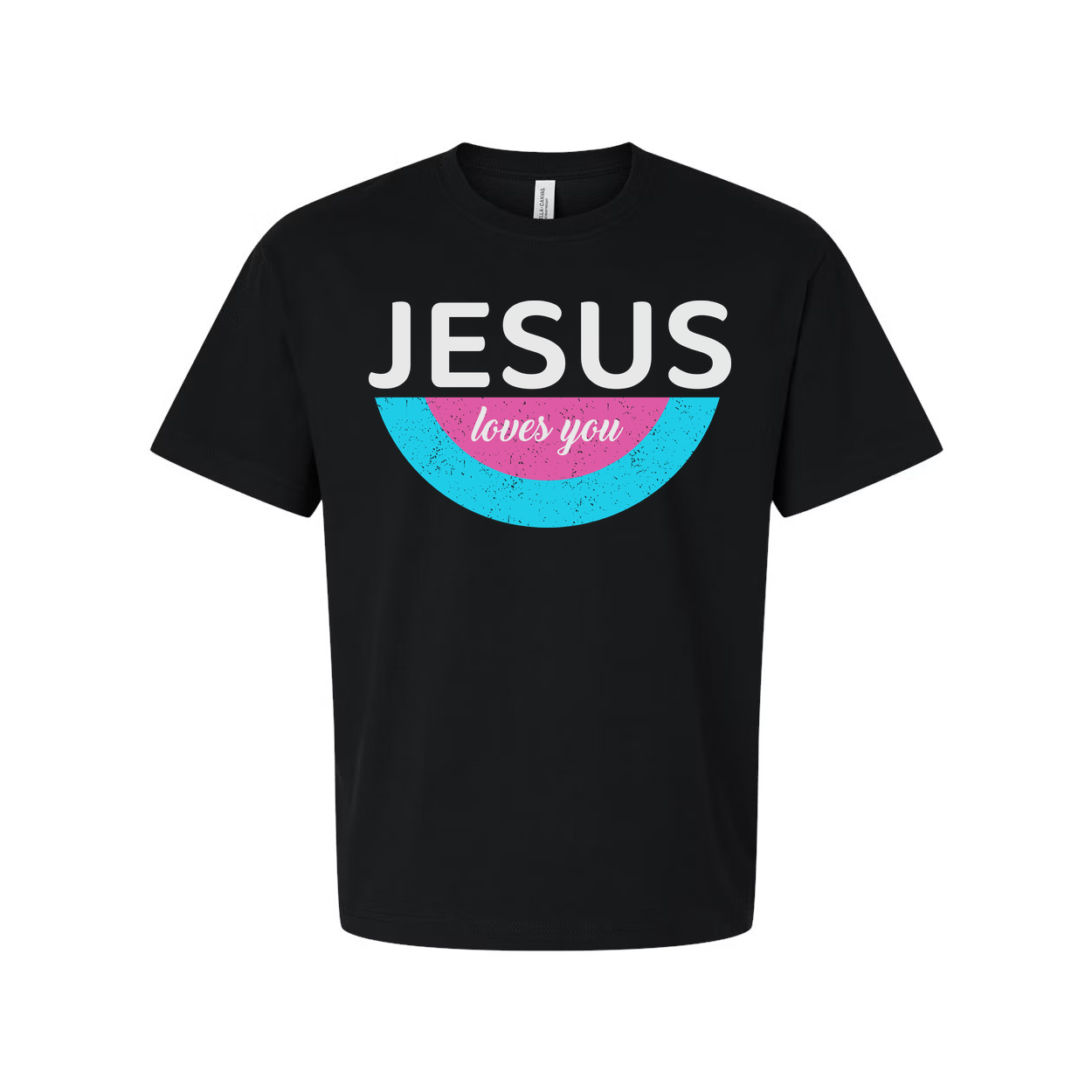 Jesus Loves You Unisex Christian Graphic Tee With Pastel Semicircle Design And Comfortable Fit