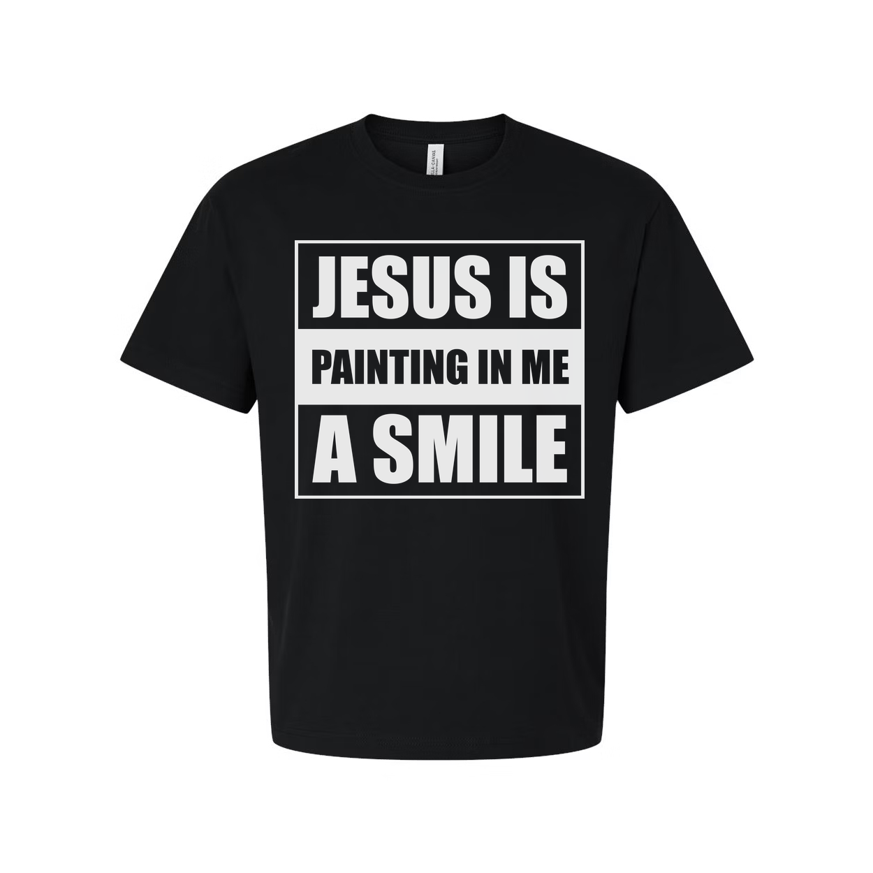 Unisex Christian Graphic Tee With Jesus Is Painting In Me A Smile Inspirational Quote Design