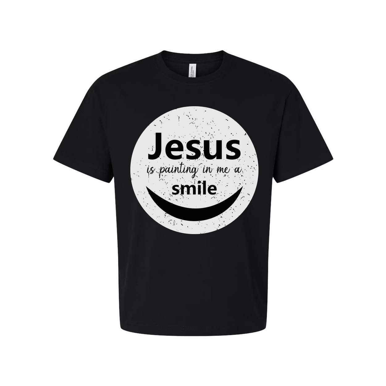 Unisex Christian T Shirt Featuring Jesus Is Painting In Me A Smile Graphic Circle Logo