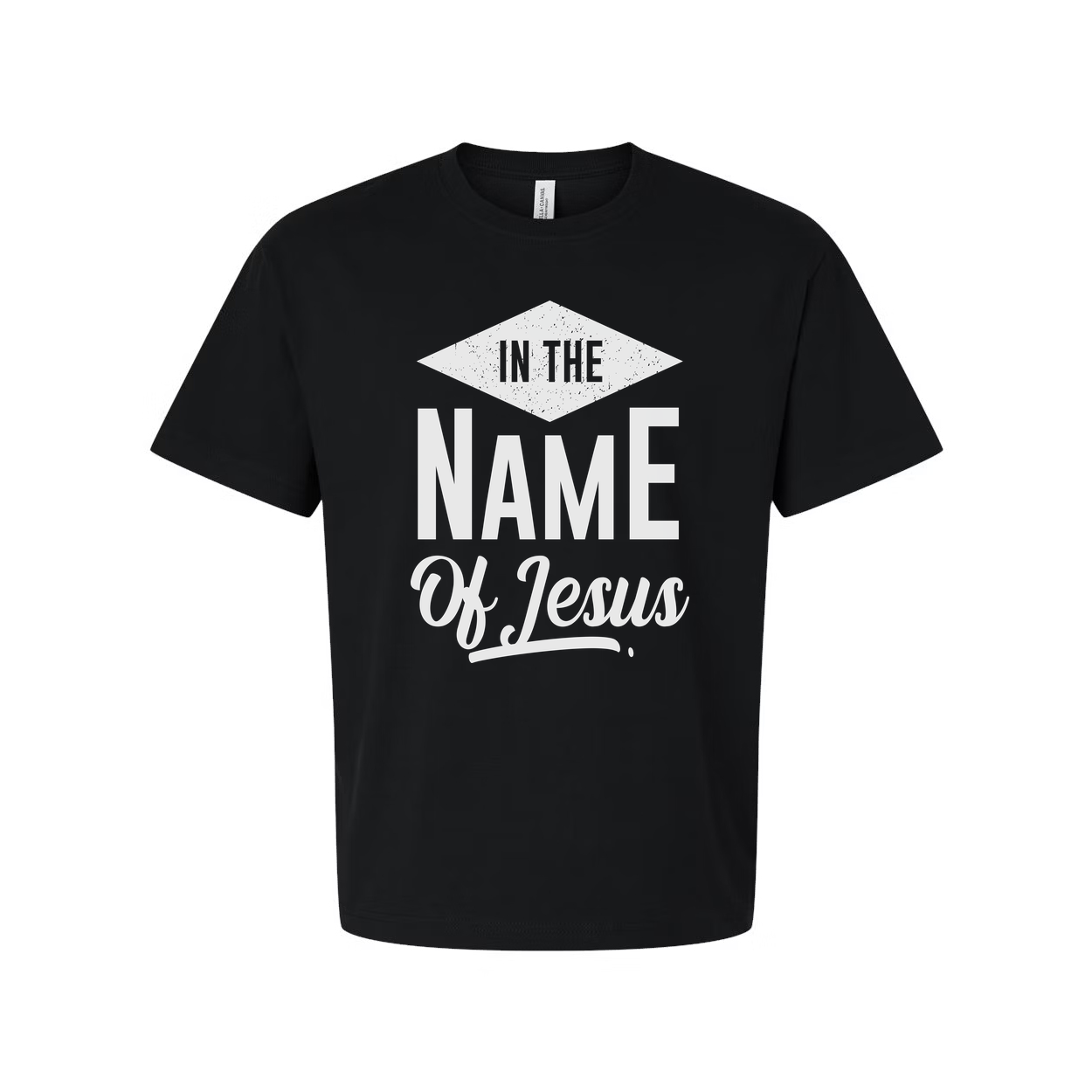 Unisex Christian T Shirt With In The Name Of Jesus Graphic Design Bible Verse Tee