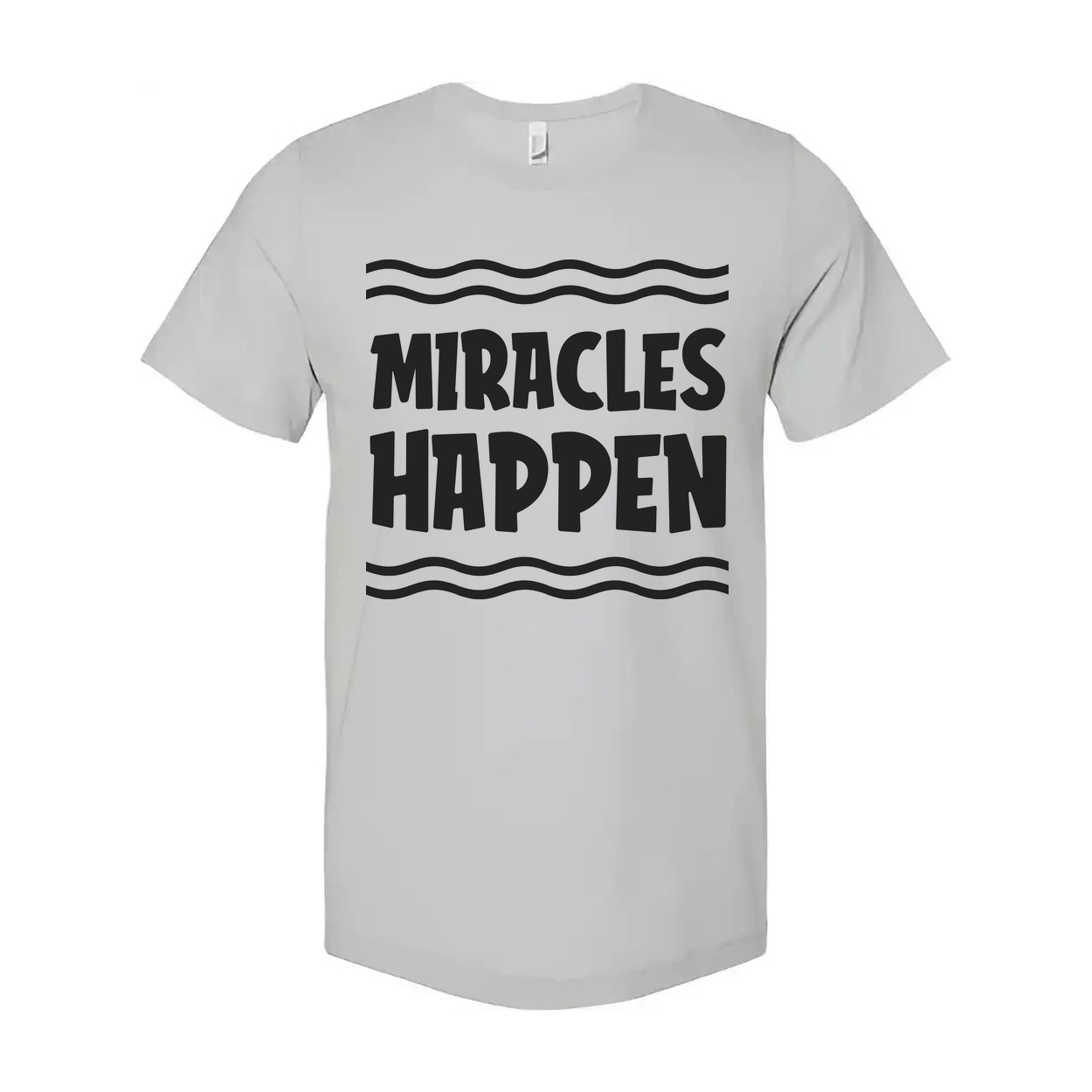 Unisex Christian T Shirt With Miracles Happen Graphic Design Inspirational Faith Tee