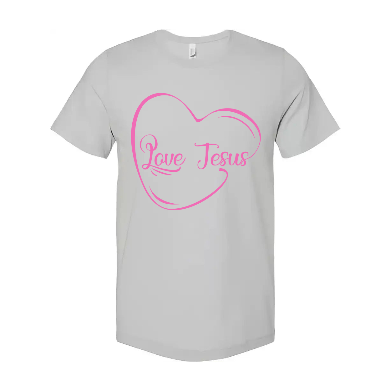 Love Jesus Heart Graphic T Shirt For Christians Unisex Tee With Pink Design And Soft Feel