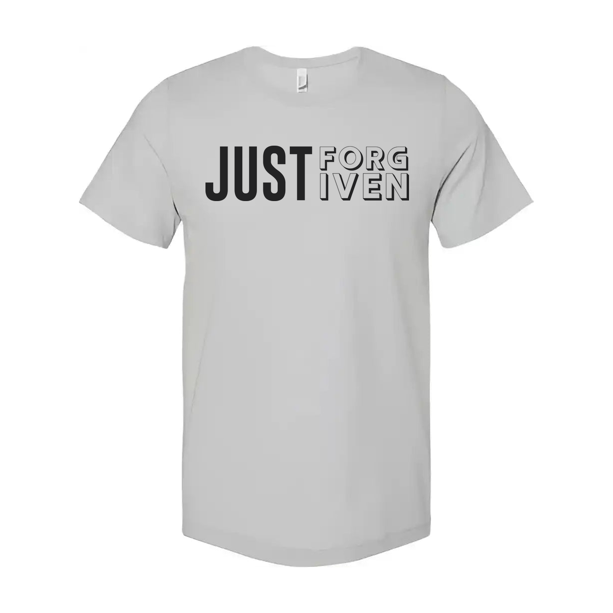 Just Forgiven Christian Graphic Unisex Short Sleeve Tee With Bold Lettering Design
