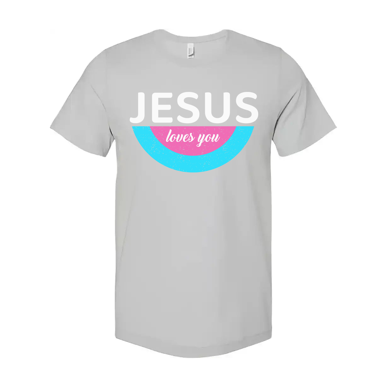 Jesus Loves You Unisex Christian Graphic Tee With Pastel Semicircle Design And Comfortable Fit
