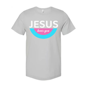 Jesus Loves You Unisex Christian Graphic Tee With Pastel Semicircle Design And Comfortable Fit