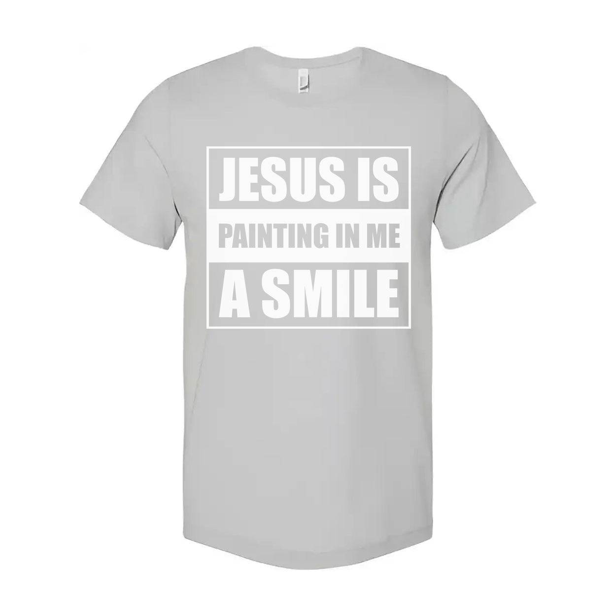 Unisex Christian Graphic Tee With Jesus Is Painting In Me A Smile Inspirational Quote Design
