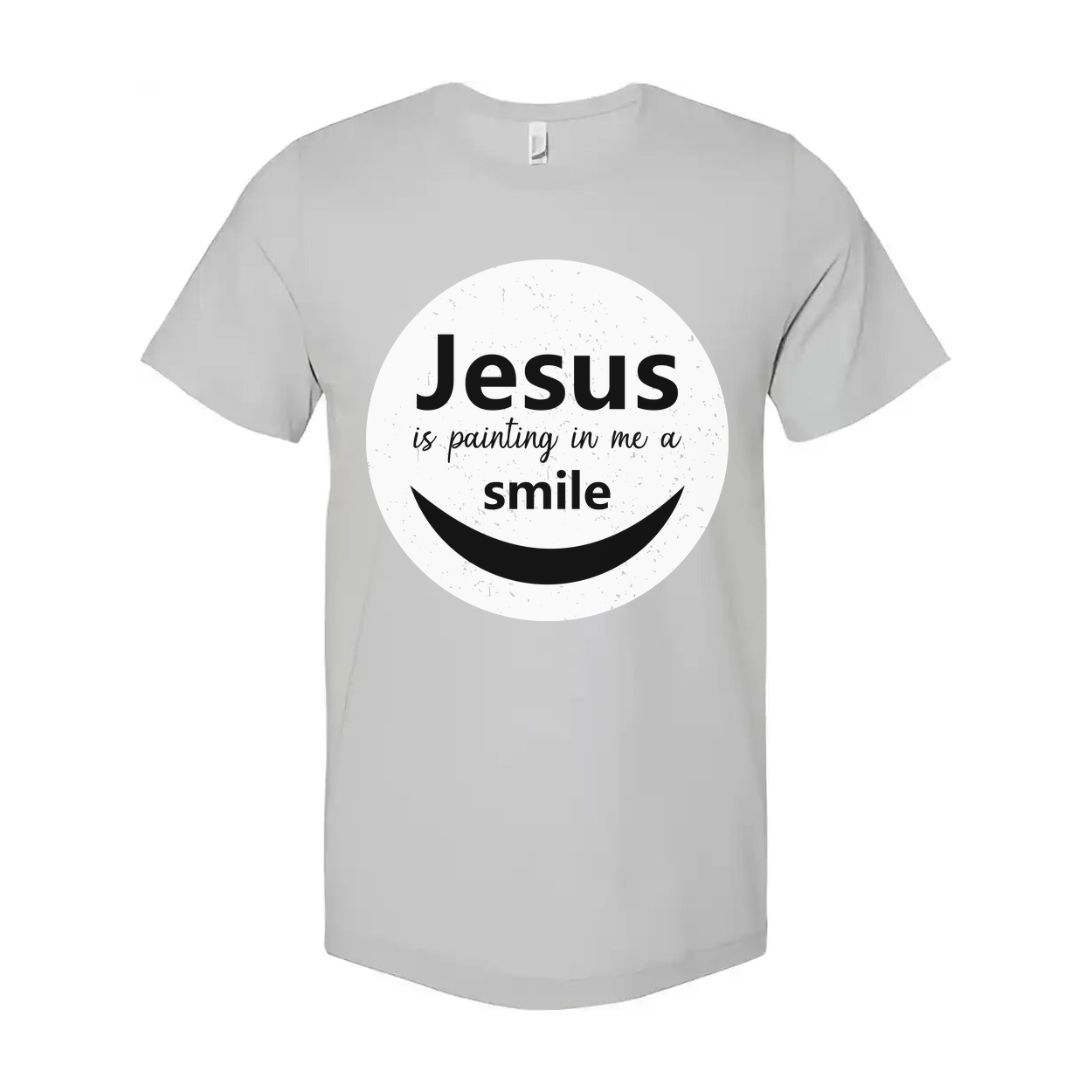 Unisex Christian T Shirt Featuring Jesus Is Painting In Me A Smile Graphic Circle Logo
