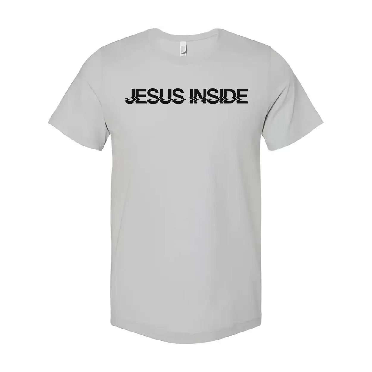 Jesus Inside Glitch Text Graphic Unisex T Shirt For Christian Faith Enthusiasts Apparel