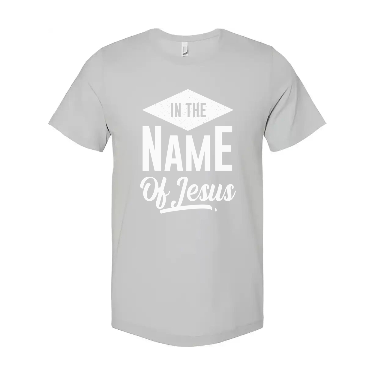 Unisex Christian T Shirt With In The Name Of Jesus Graphic Design Bible Verse Tee