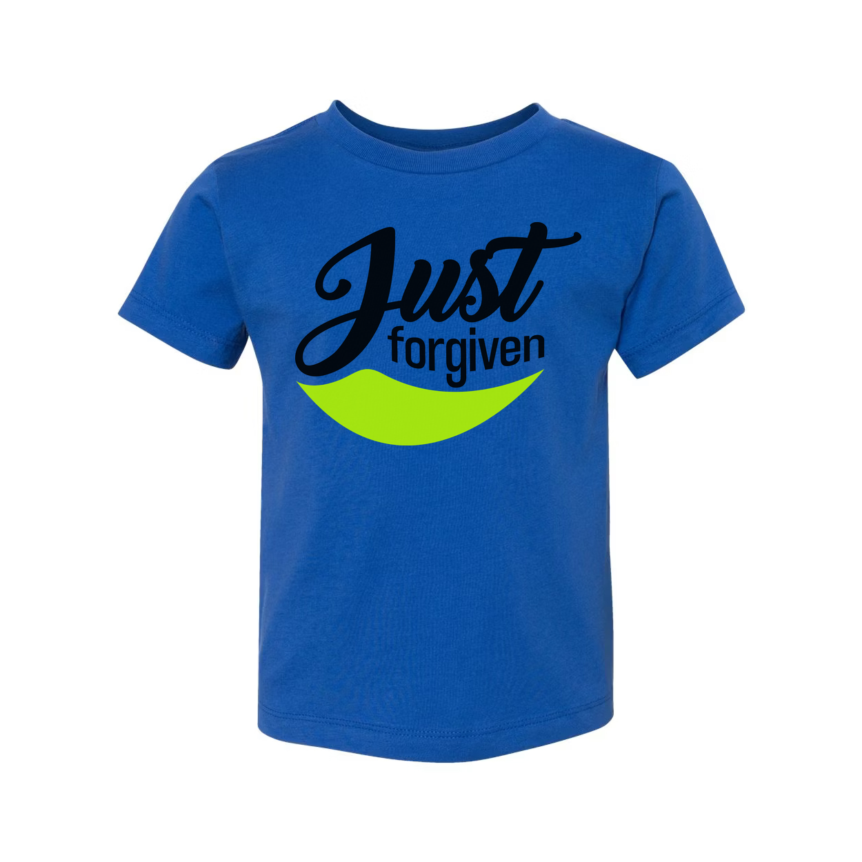 Just Forgiven Unisex Graphic Tee With Neon Smile Arc Design For Christians And Faith