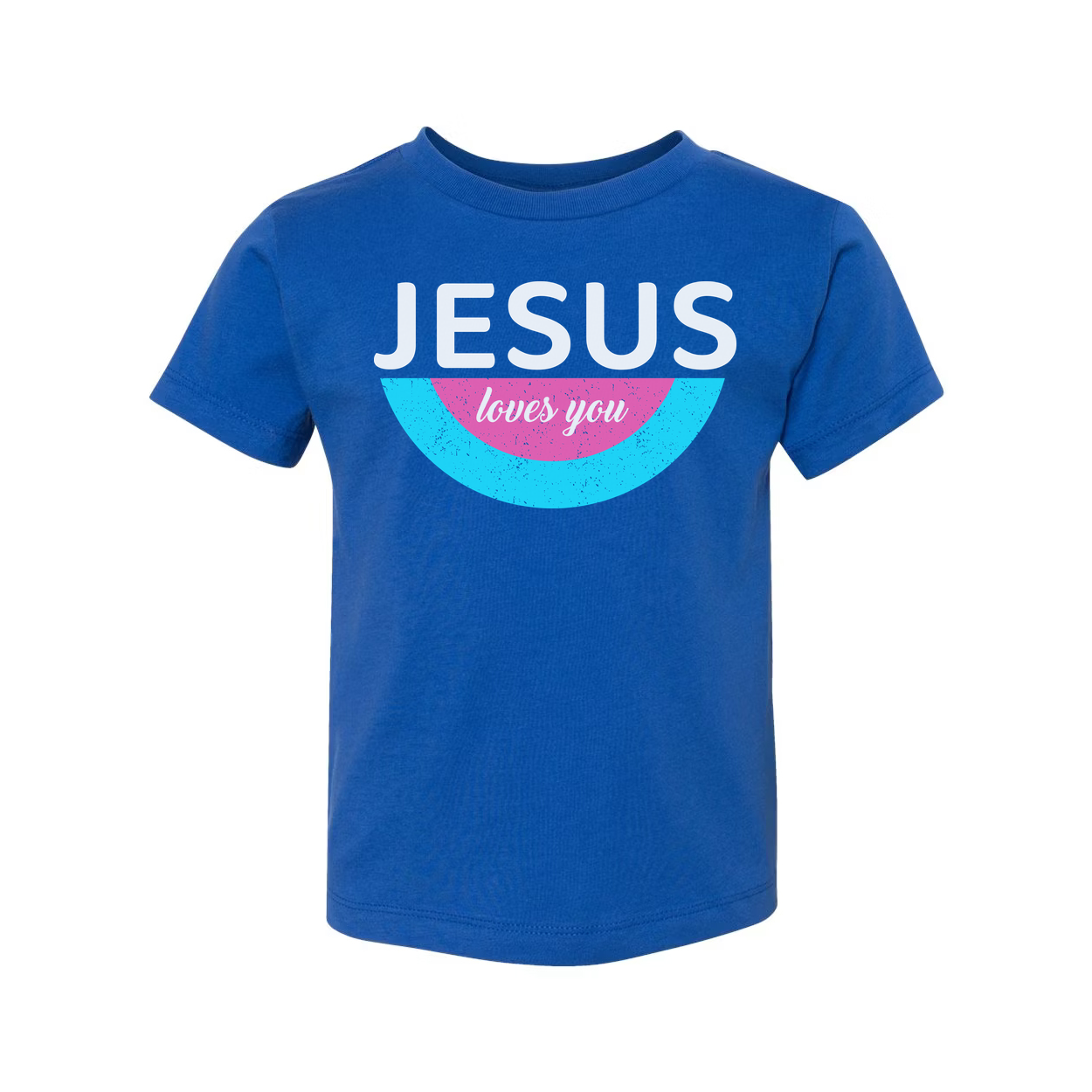 Jesus Loves You Unisex Christian Graphic Tee With Pastel Semicircle Design And Comfortable Fit