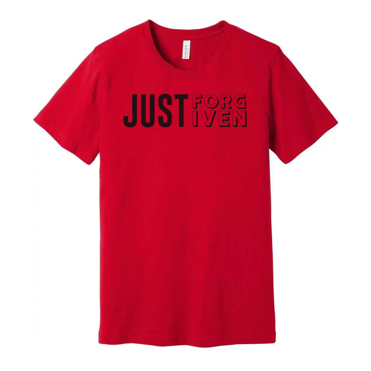 Just Forgiven Christian Graphic Unisex Short Sleeve Tee With Bold Lettering Design
