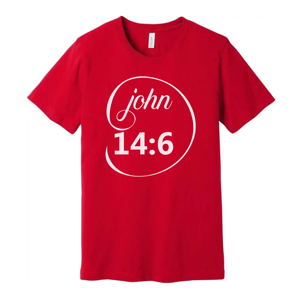 Unisex Christian T Shirt Featuring John 14:6 Scripture Within Circular Graphic Design