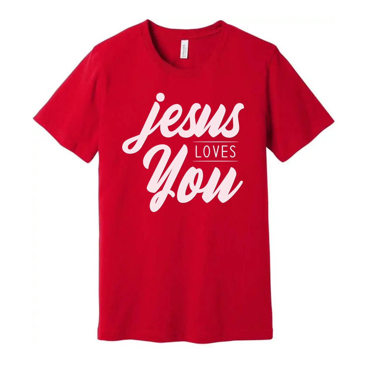 Jesus Loves You Unisex Christian T Shirt With Script Typography Graphic Print Design