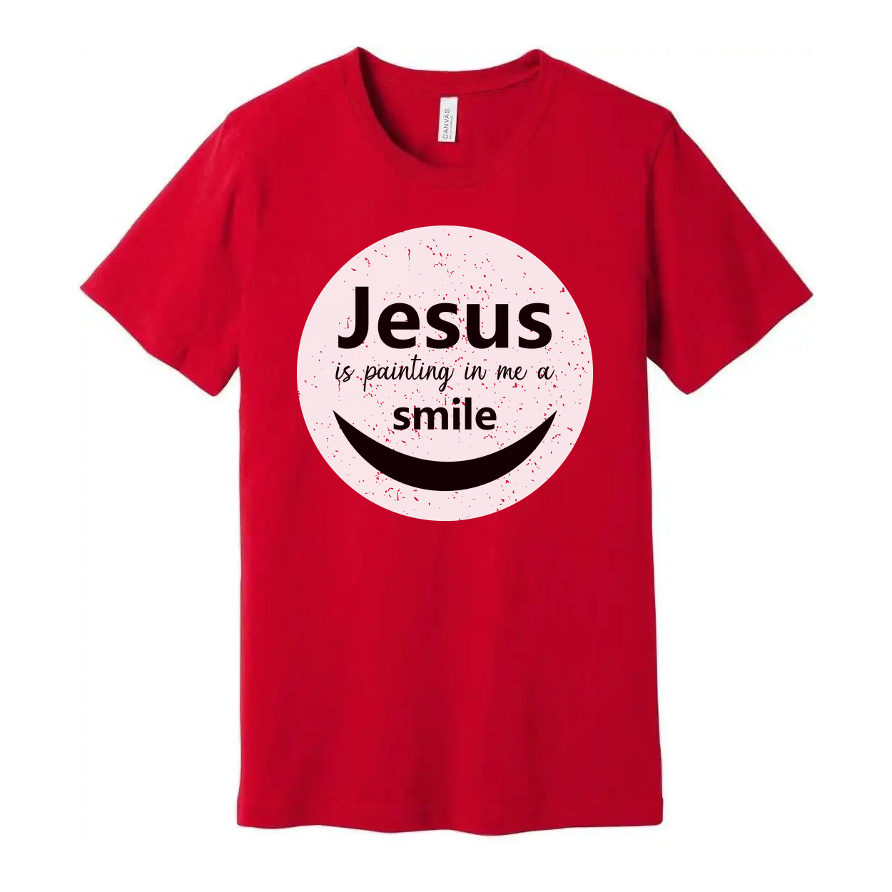 Unisex Christian T Shirt Featuring Jesus Is Painting In Me A Smile Graphic Circle Logo