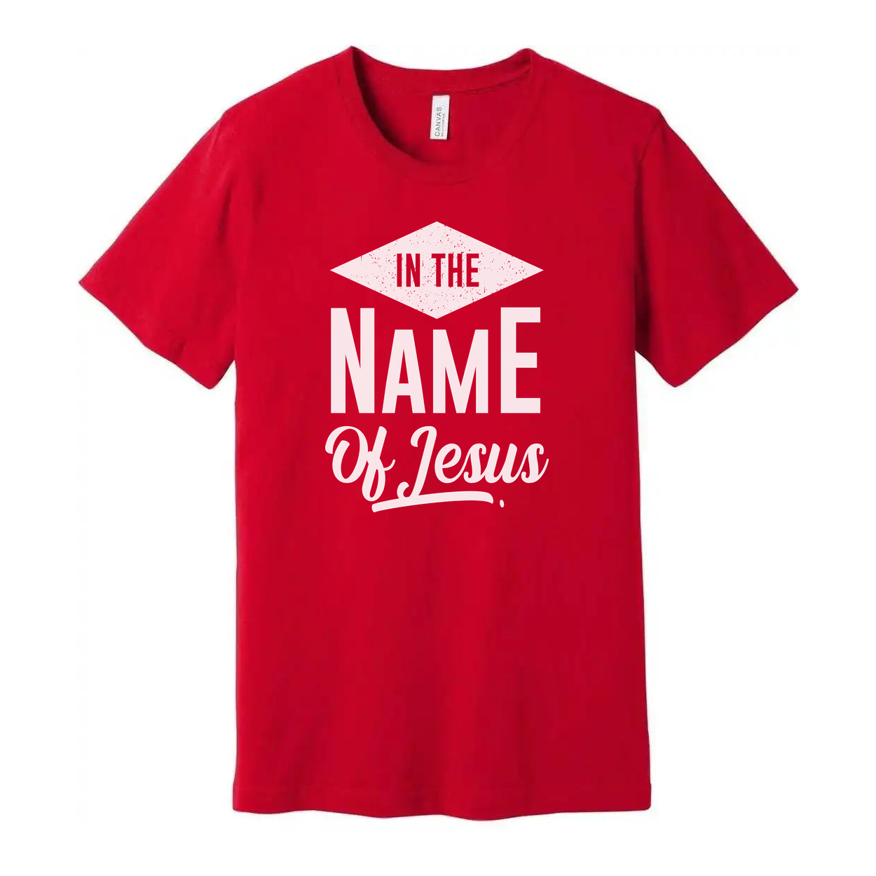Unisex Christian T Shirt With In The Name Of Jesus Graphic Design Bible Verse Tee
