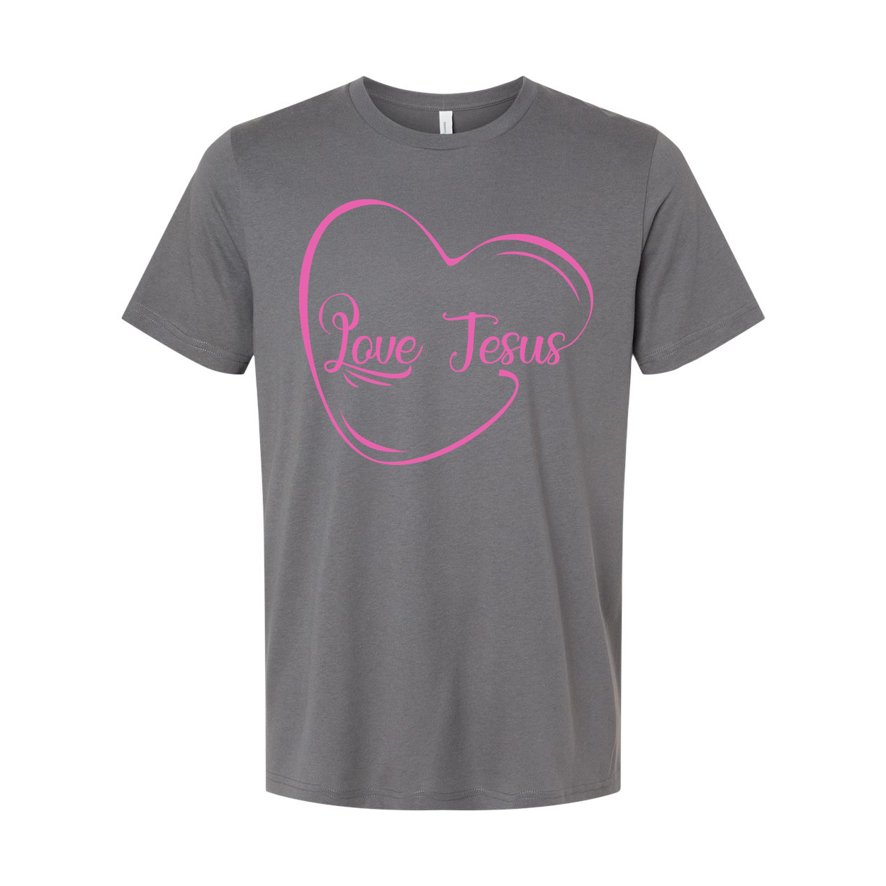 Love Jesus Heart Graphic T Shirt For Christians Unisex Tee With Pink Design And Soft Feel