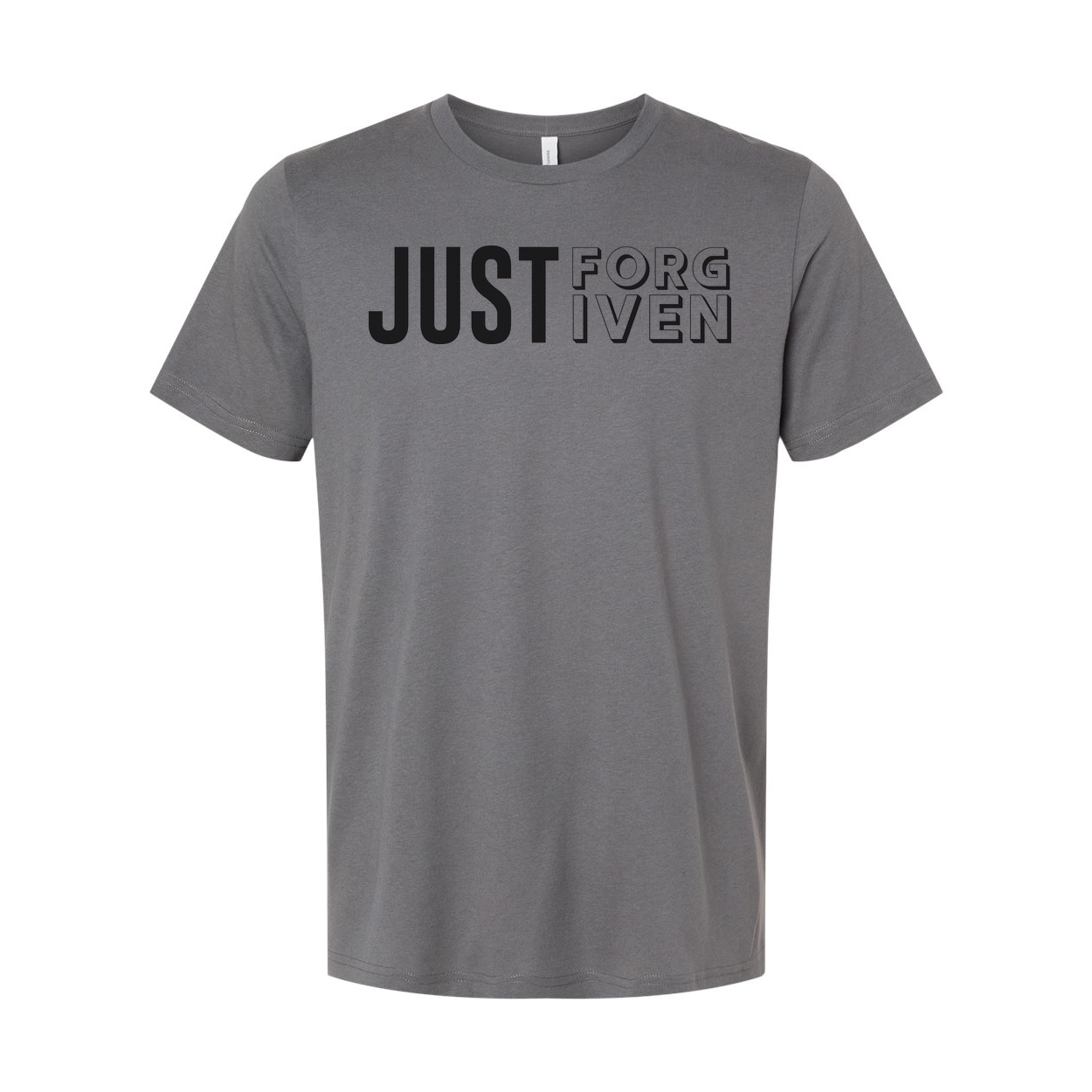 Just Forgiven Christian Graphic Unisex Short Sleeve Tee With Bold Lettering Design