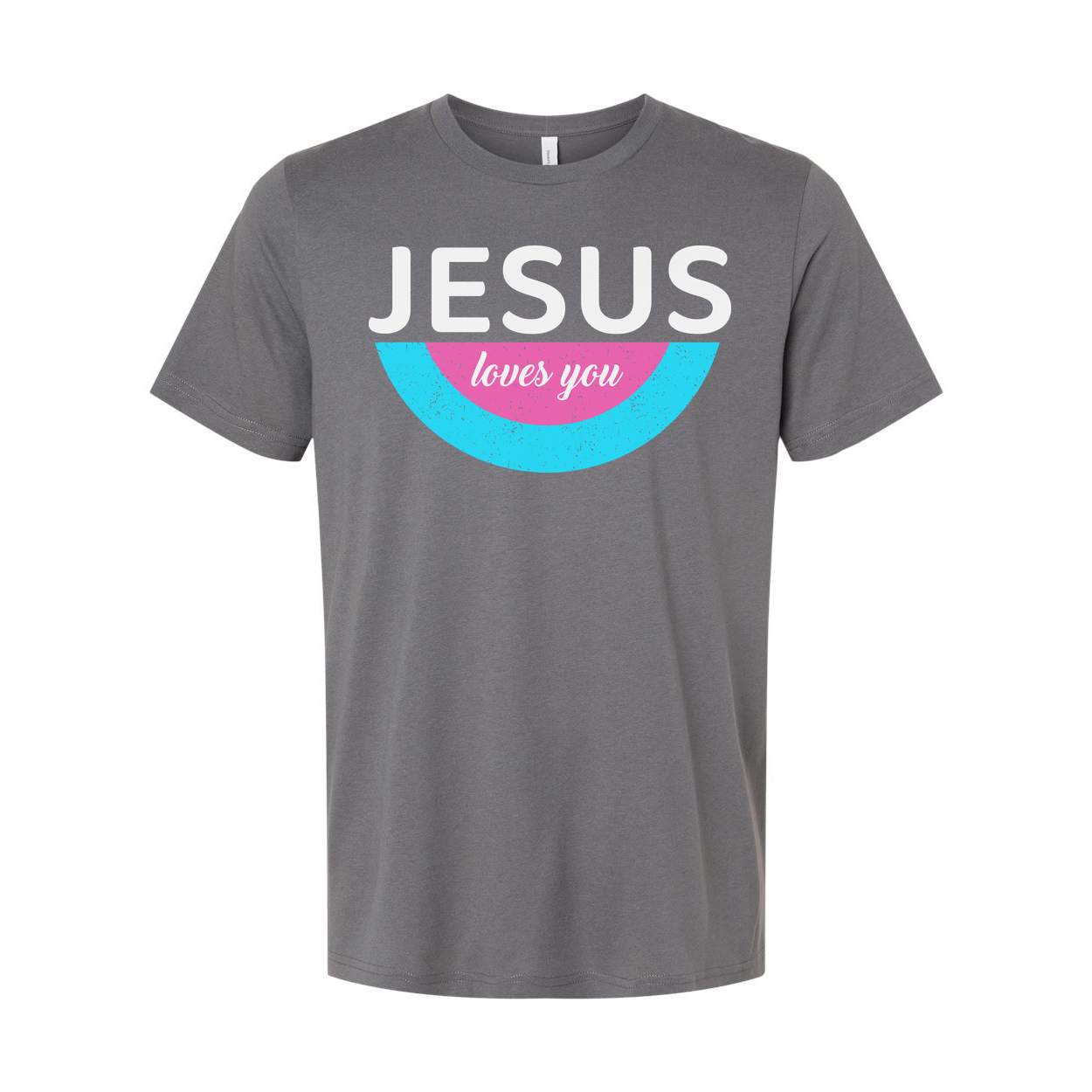 Jesus Loves You Unisex Christian Graphic Tee With Pastel Semicircle Design And Comfortable Fit
