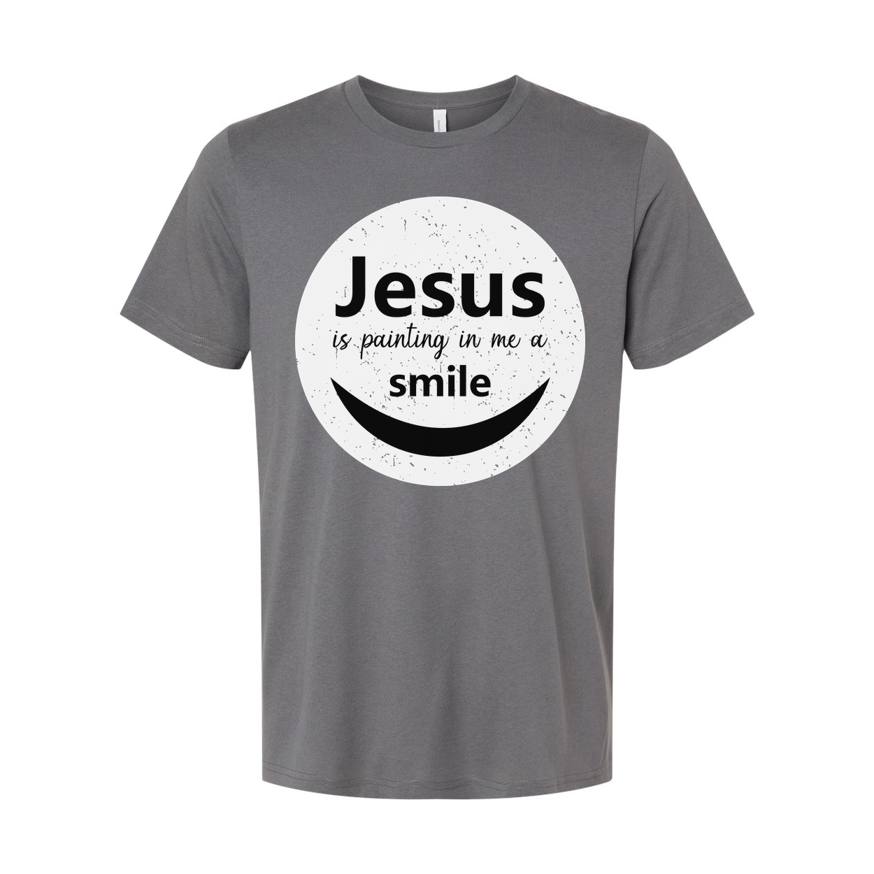 Unisex Christian T Shirt Featuring Jesus Is Painting In Me A Smile Graphic Circle Logo