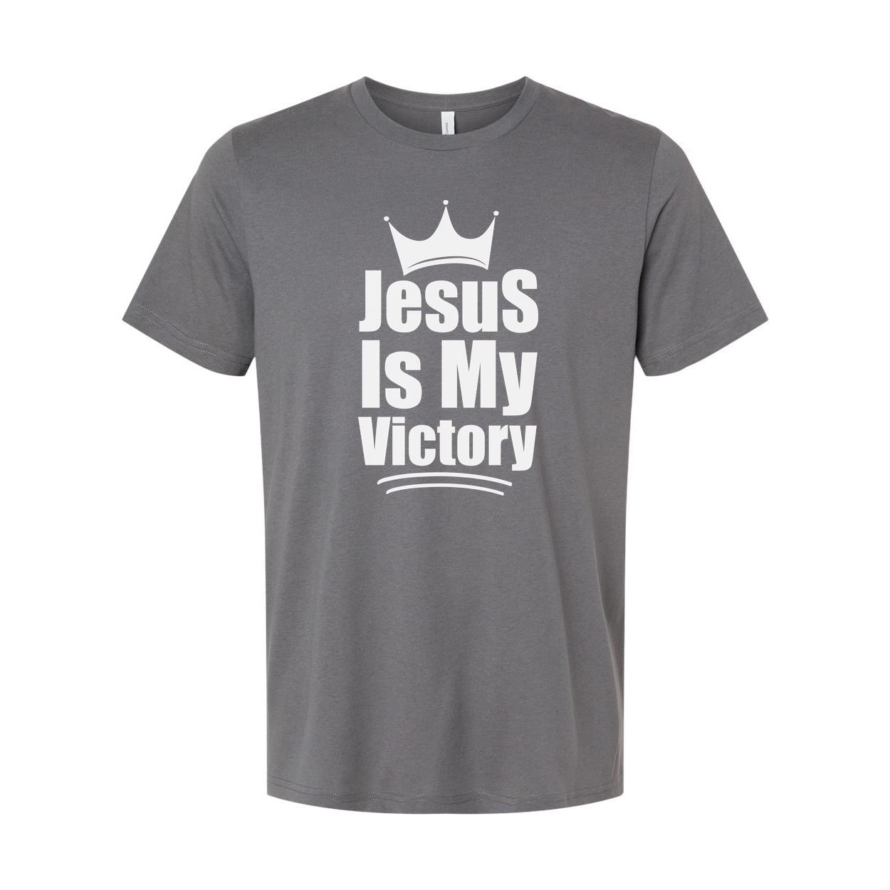 Unisex Christian T Shirt Featuring The Phrase Jesus Is My Victory With Crown Emblem