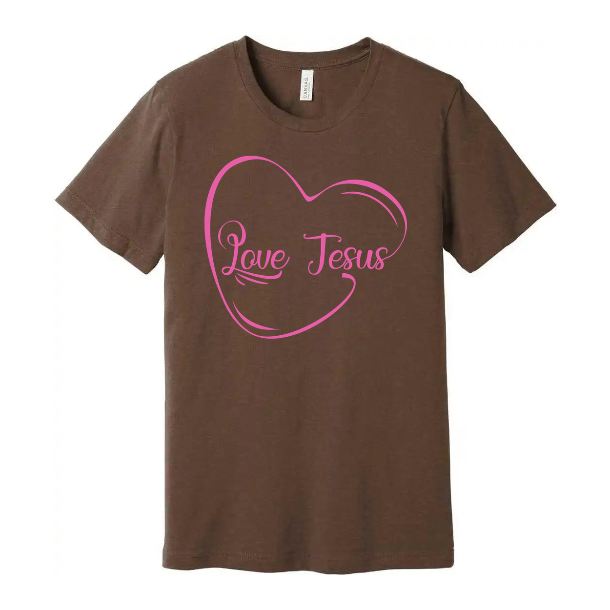 Love Jesus Heart Graphic T Shirt For Christians Unisex Tee With Pink Design And Soft Feel