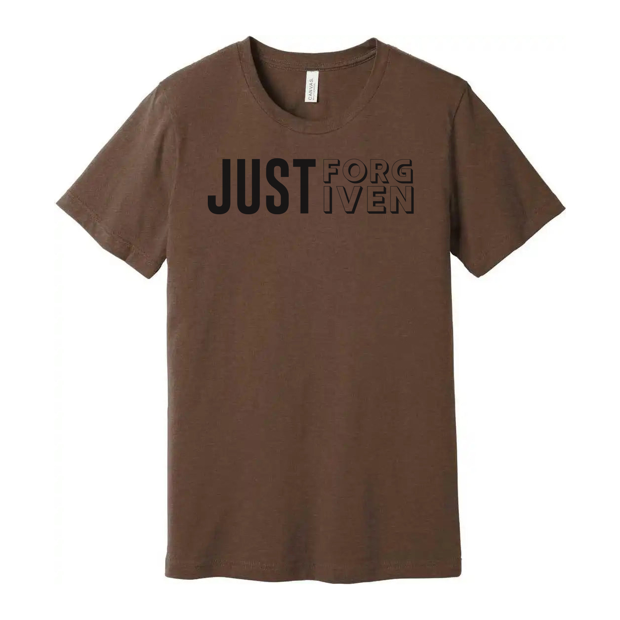 Just Forgiven Christian Graphic Unisex Short Sleeve Tee With Bold Lettering Design