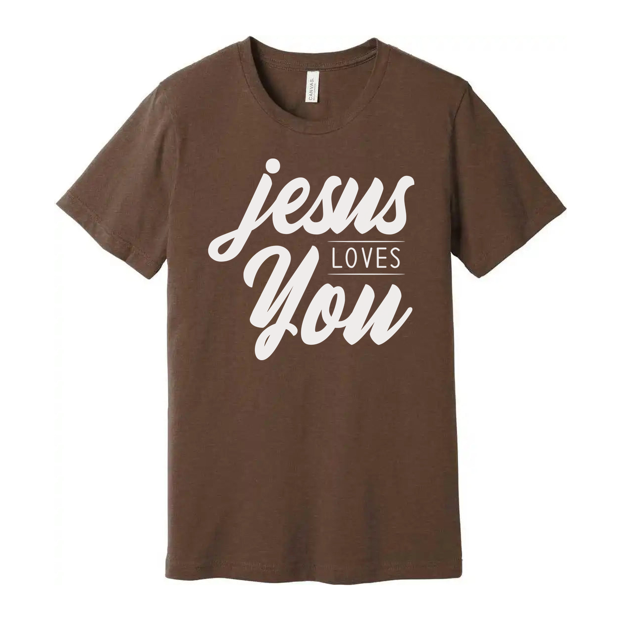 Jesus Loves You Unisex Christian T Shirt With Script Typography Graphic Print Design