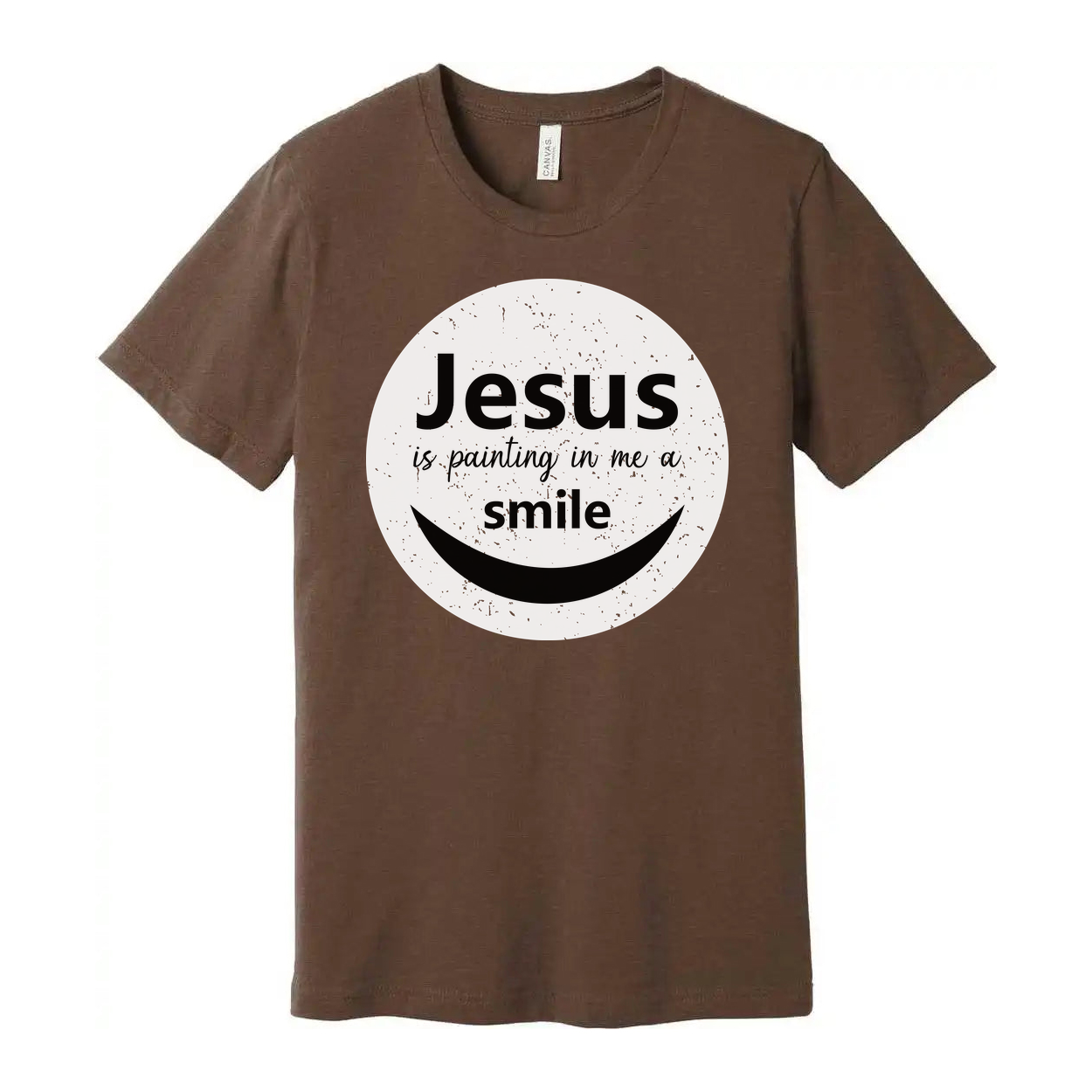 Unisex Christian T Shirt Featuring Jesus Is Painting In Me A Smile Graphic Circle Logo
